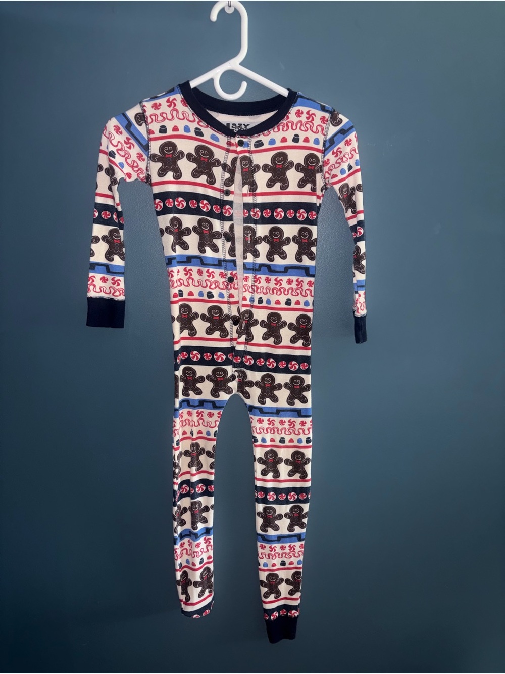 Lazy One "Sweet Cheeks" gingerbread-print one-piece holiday pajama